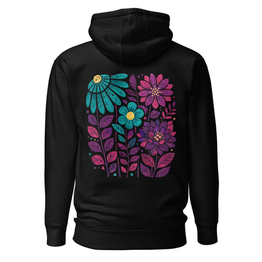 Boho Hoodie mit floralem Rückenprint | Ruhiges Blumenmotiv | Gemütlicher Hoodie - YogaStylz