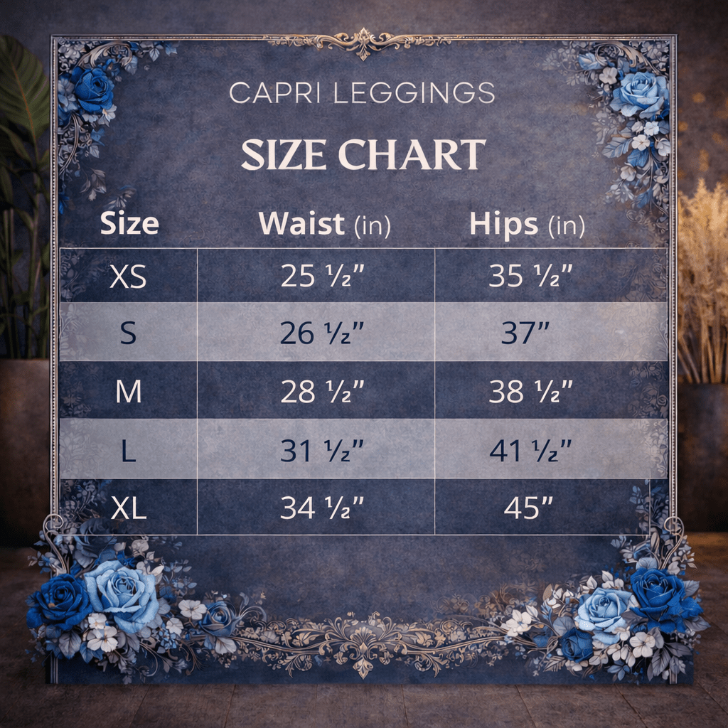 Capri - Leggings β Blaue Rosen & Ornament - Muster - YogaStylz