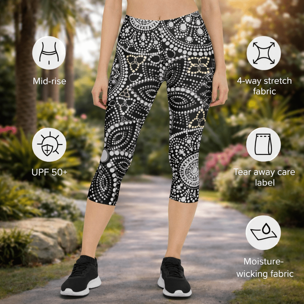 Capri - Leggings – Mandala - Design in Schwarz & Weiß - YogaStylz