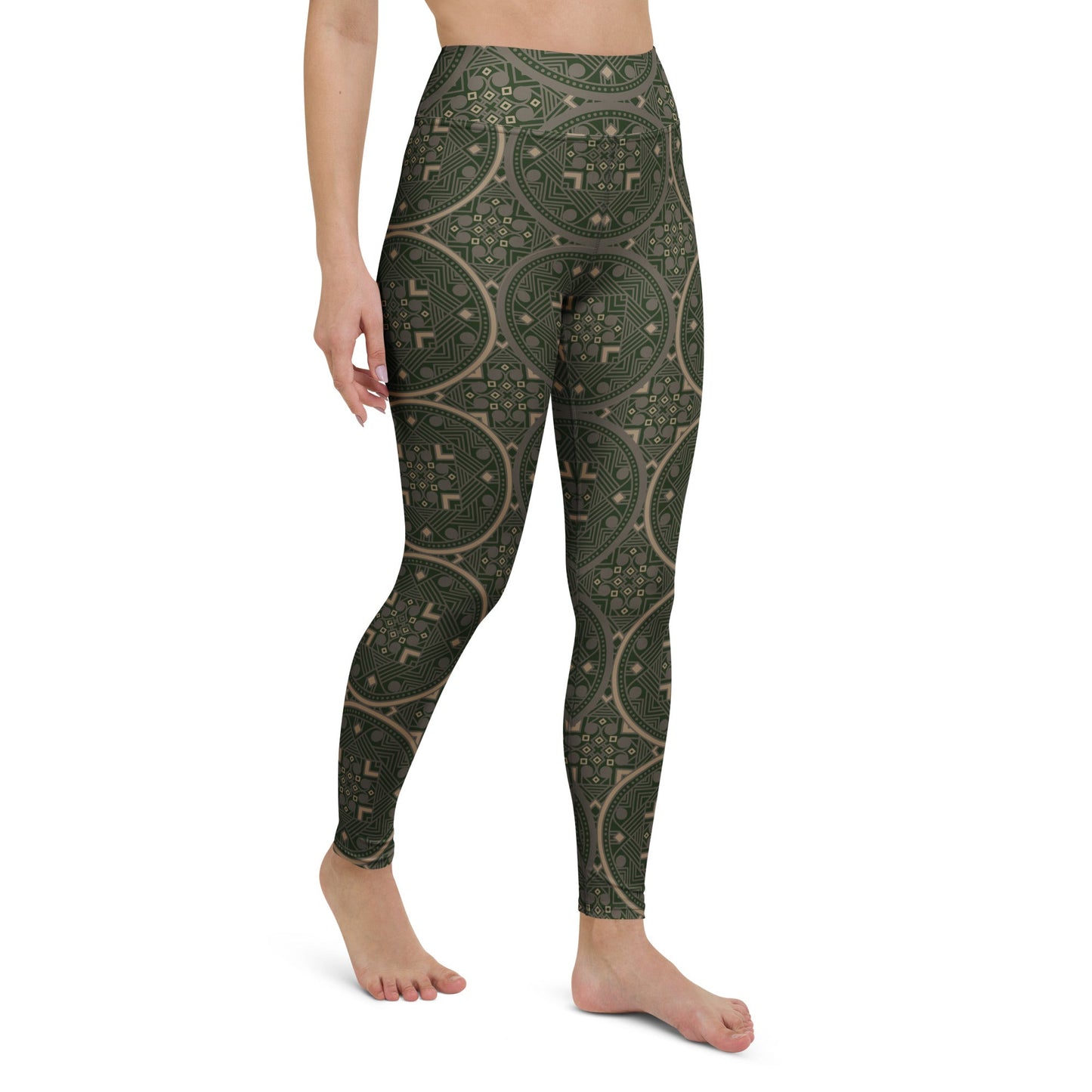 Geo - Spirit Yoga - Leggings in Olivgrün – Stärke trifft Stil - YogaStylz