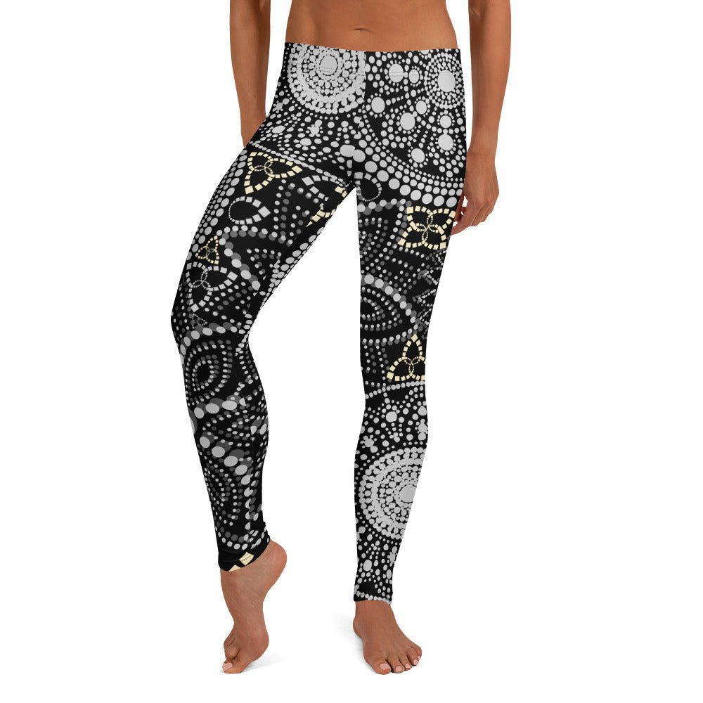 Mandala Leggings Schwarz Weiß – Boho Style mit UV - Schutz | Langlebige Damenleggings mit 4 - Wege - Stretch & elastischem Bund - YogaStylz
