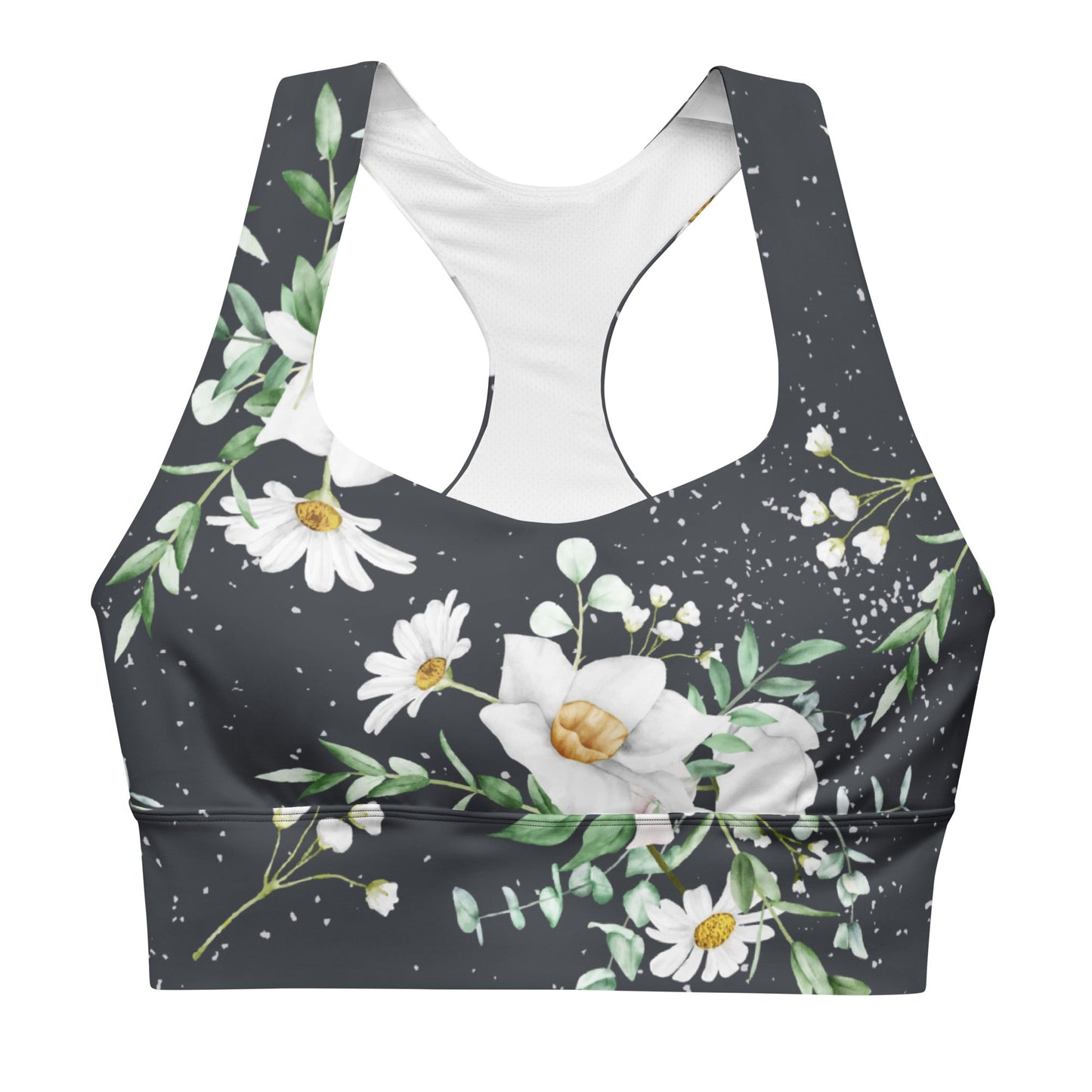 Recycelter Longline - Sport - BH mit floralem Muster - YogaStylz