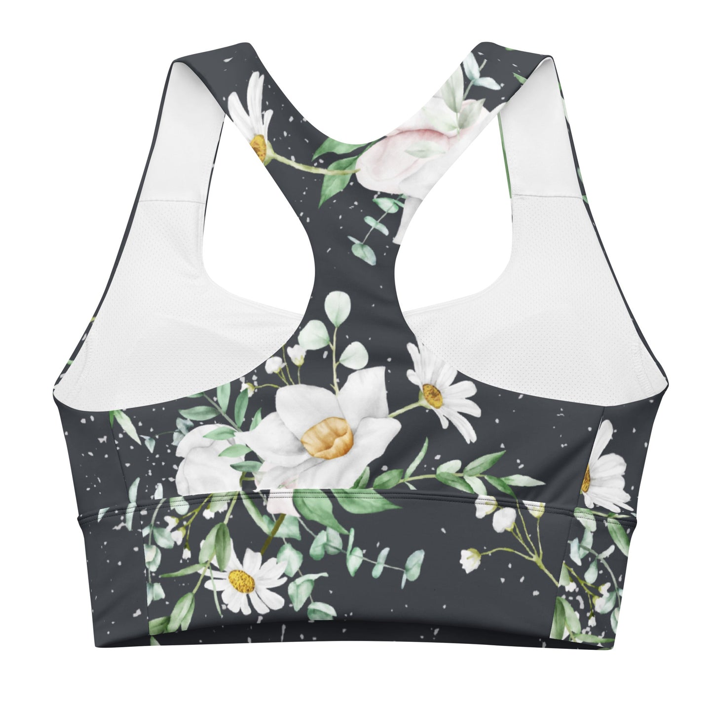 Recycelter Longline - Sport - BH mit floralem Muster - YogaStylz