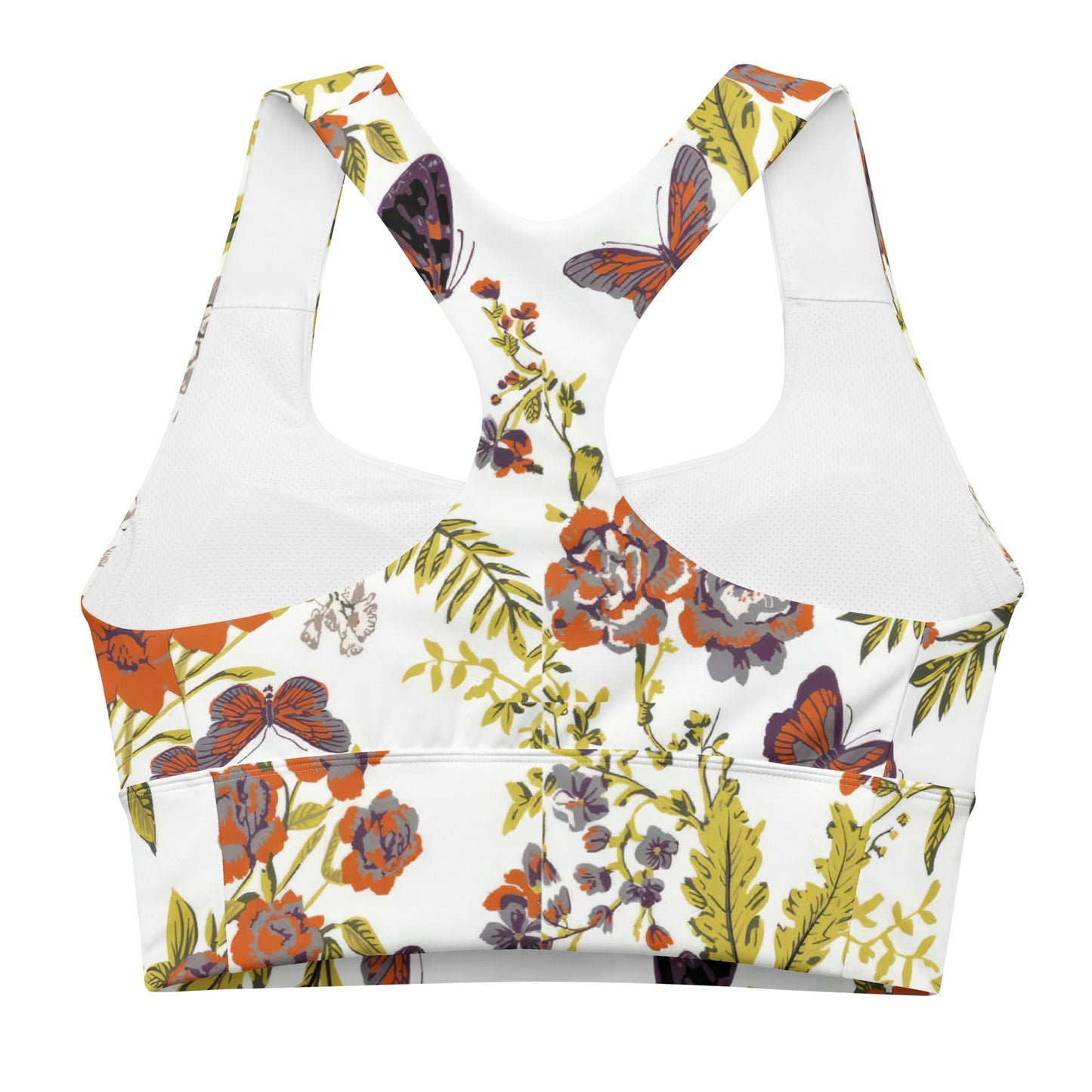 Recycelter Longline - Sport - BH mit herbstlich floralem Muster - YogaStylz