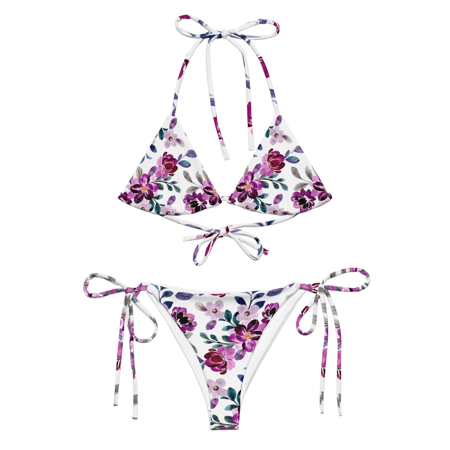 Schnürbikini „Purple Blossom“ – verspielt, flexibel - YogaStylz