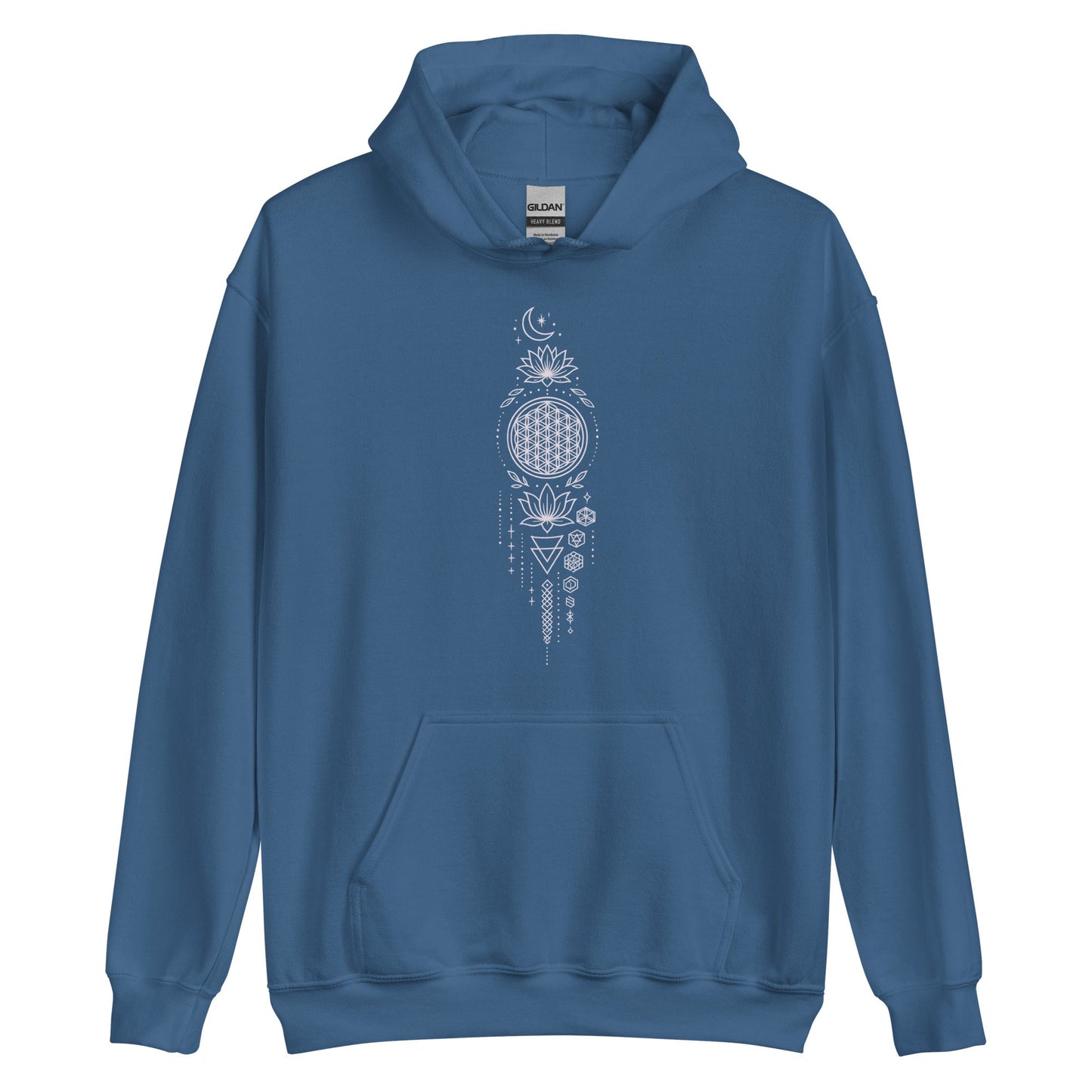 Spiritueller Hoodie mit Geometrie & Lotus – Boho Kapuzenpullover – Unisex – Achtsamkeit & Energie – Mandala Design - Unisex - Kapuzenpullover - YogaStylz