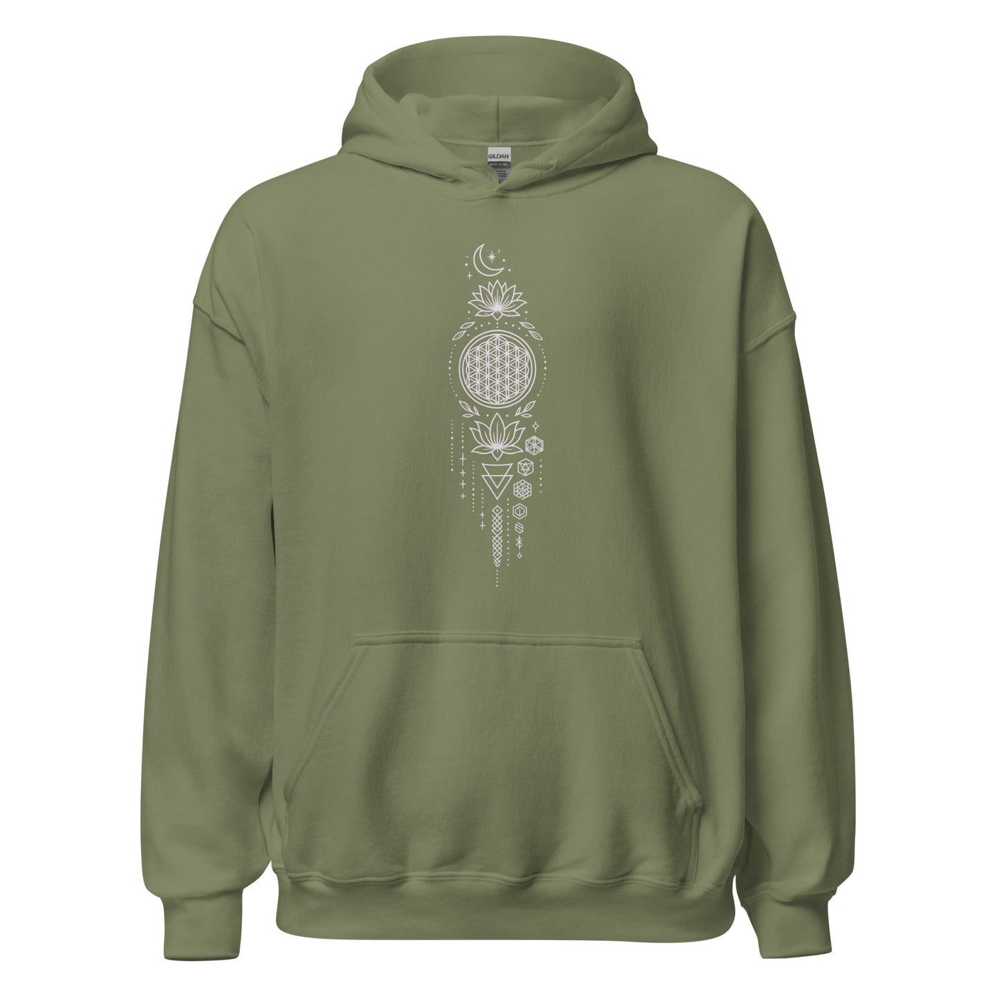 Spiritueller Hoodie mit Geometrie & Lotus – Boho Kapuzenpullover – Unisex – Achtsamkeit & Energie – Mandala Design - Unisex - Kapuzenpullover - YogaStylz