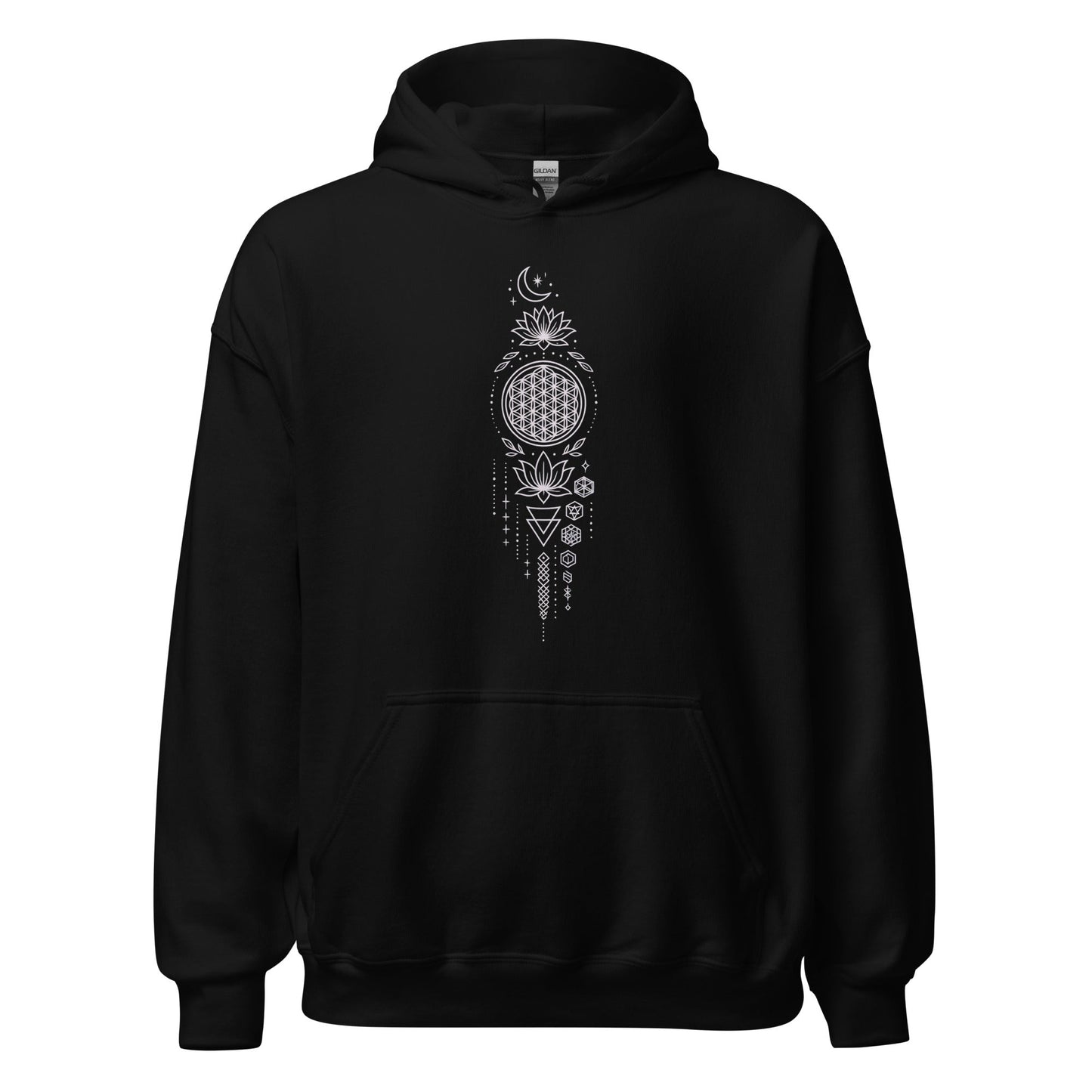 Spiritueller Hoodie mit Geometrie & Lotus – Boho Kapuzenpullover – Unisex – Achtsamkeit & Energie – Mandala Design - Unisex - Kapuzenpullover - YogaStylz
