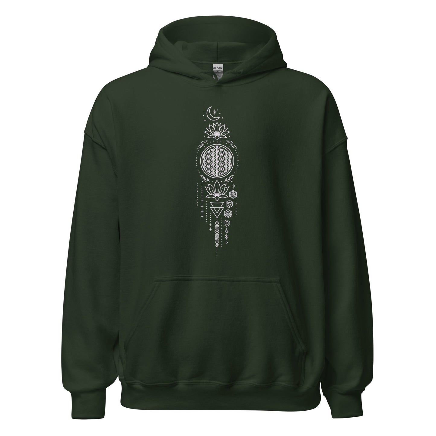 Spiritueller Hoodie mit Geometrie & Lotus – Boho Kapuzenpullover – Unisex – Achtsamkeit & Energie – Mandala Design - Unisex - Kapuzenpullover - YogaStylz