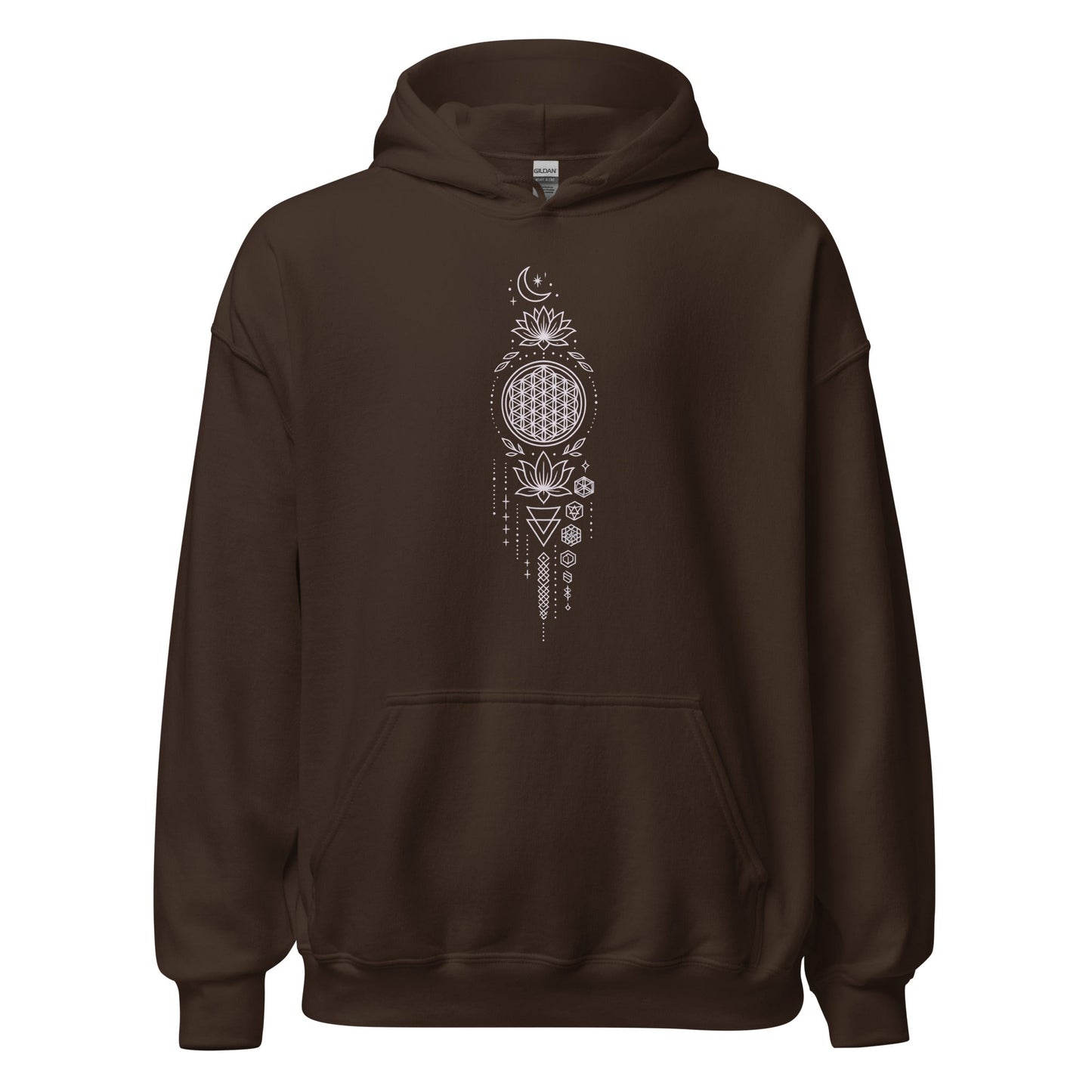 Spiritueller Hoodie mit Geometrie & Lotus – Boho Kapuzenpullover – Unisex – Achtsamkeit & Energie – Mandala Design - Unisex - Kapuzenpullover - YogaStylz