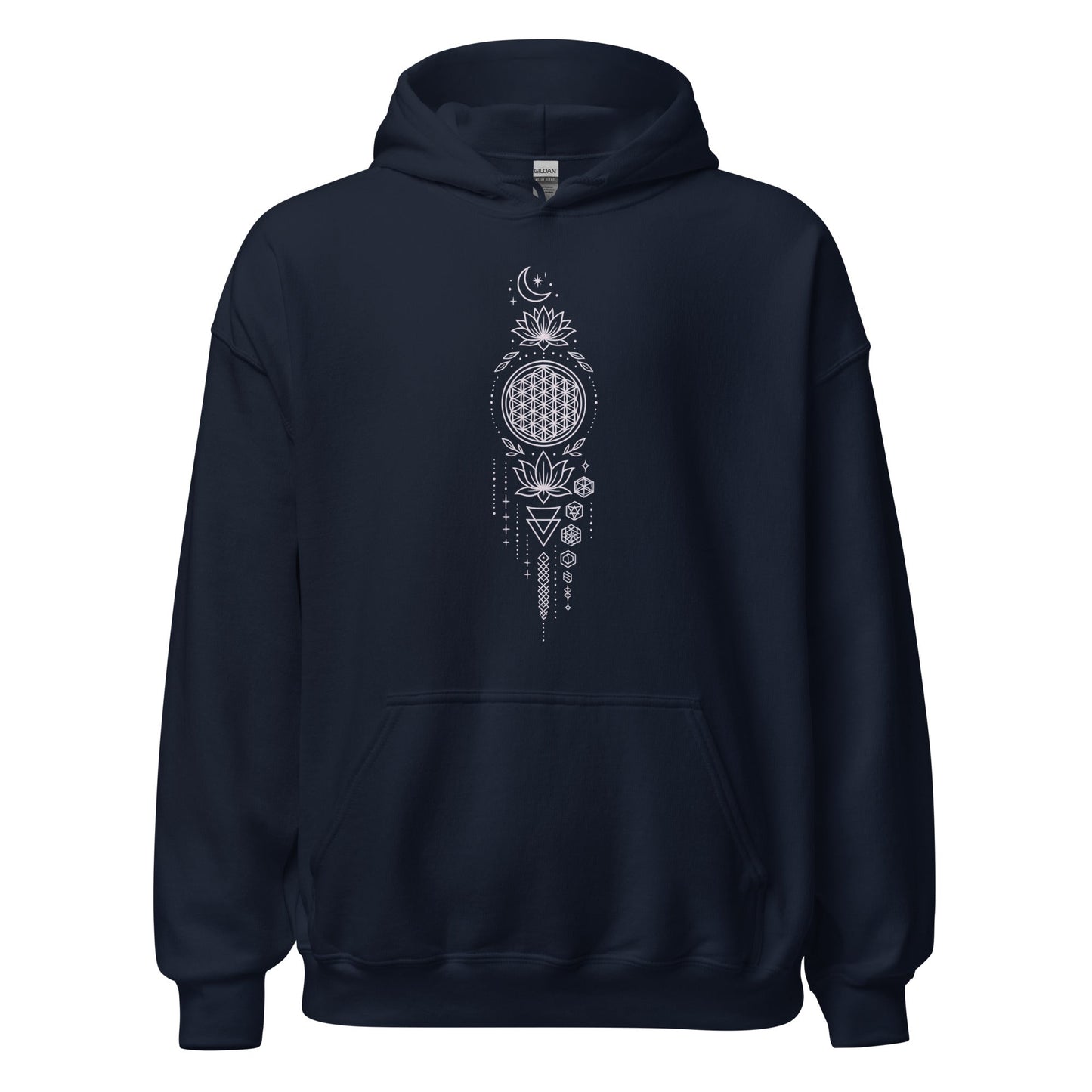 Spiritueller Hoodie mit Geometrie & Lotus – Boho Kapuzenpullover – Unisex – Achtsamkeit & Energie – Mandala Design - Unisex - Kapuzenpullover - YogaStylz