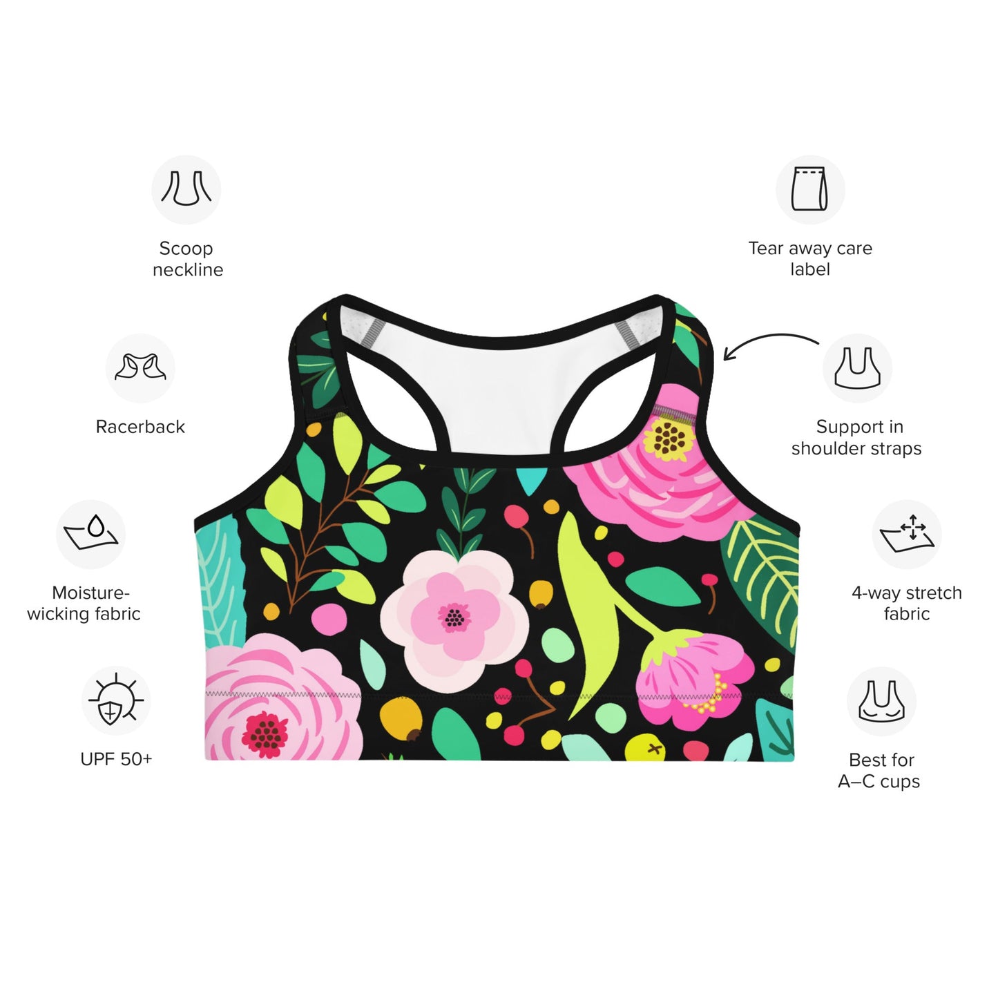 Sport - BH in buntem floralem Muster - YogaStylz