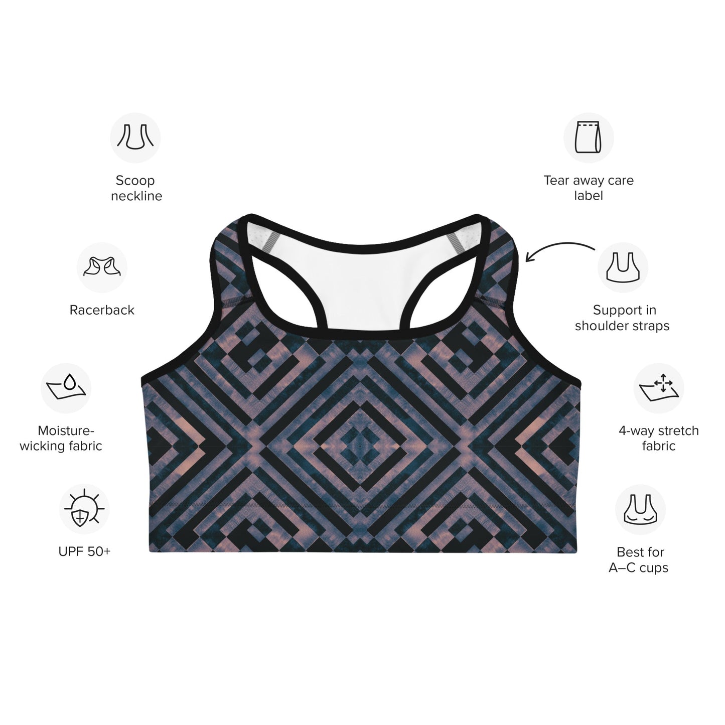 Sport - BH mit geometrischem Muster - YogaStylz