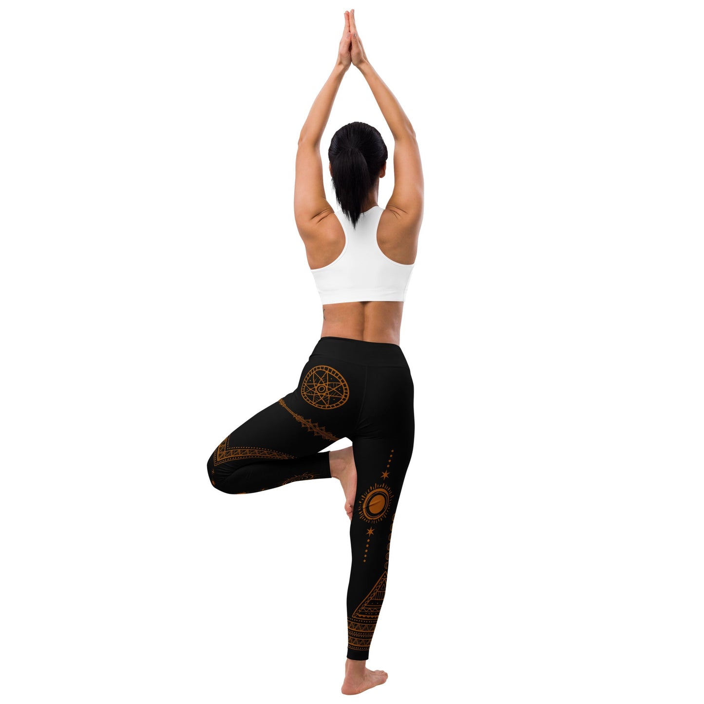 Yoga Leggings mit Sonnen - & Tribal - Design – Hoher Bund & weiches Stretchmateria - YogaStylz