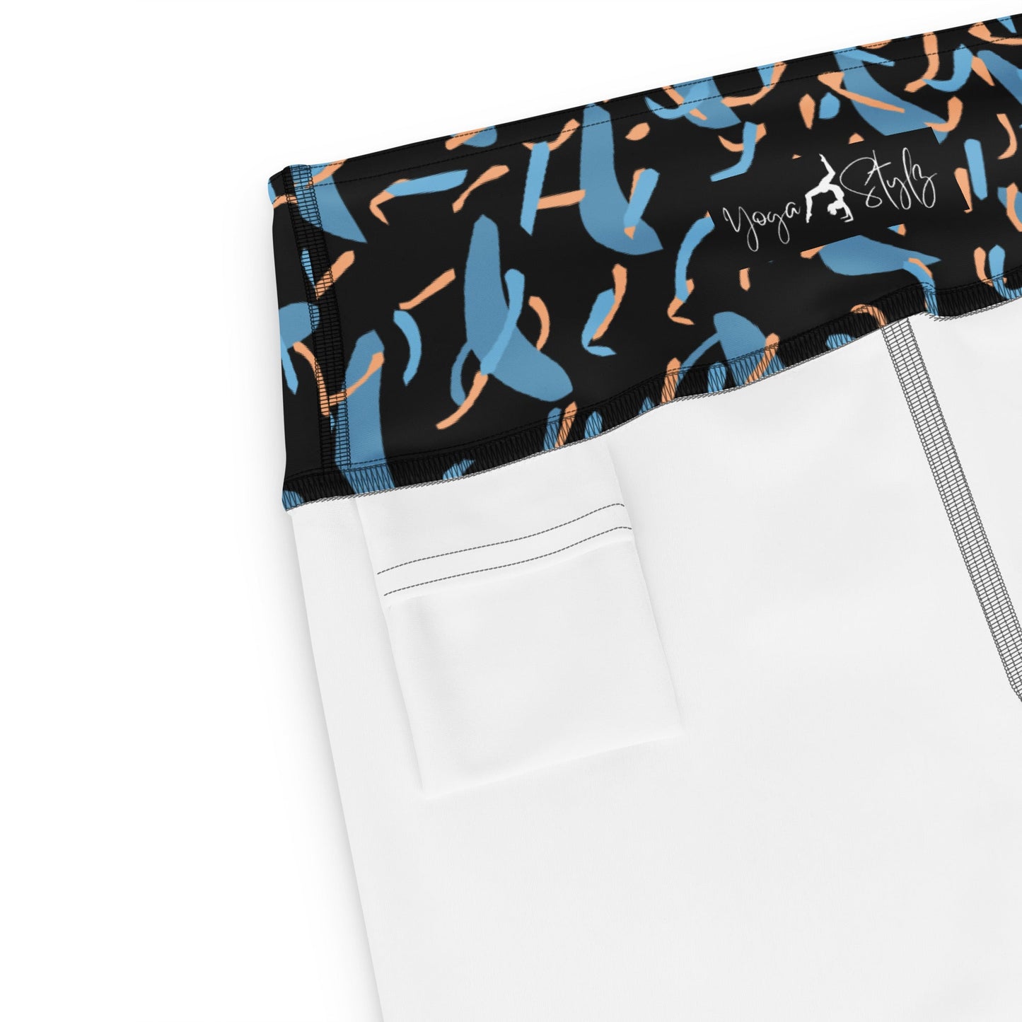 Yoga Leggings Schwarz Blau – Abstraktes Muster | Bequeme Sport Leggings mit hohem Bund & 4 - Wege - Stretch - YogaStylz