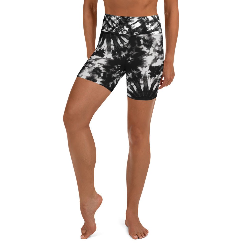 Yoga - Shorts im Schwarz - Weiß Batik - Muster - YogaStylz
