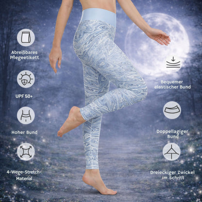 Yoga leggings, light blue, abstract