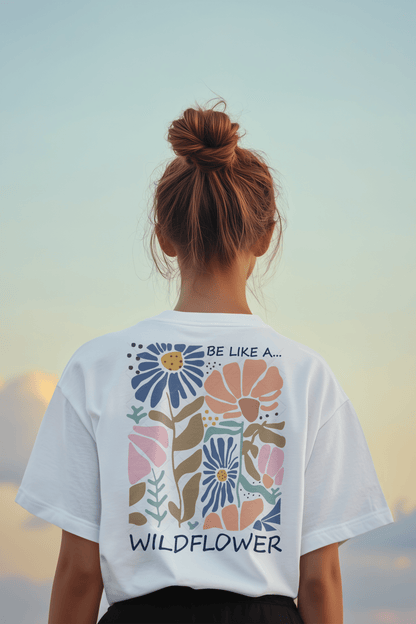 Be like a wildflower – T-Shirt mit Rückendruck – Unisex Baumwoll - Shirt – Boho Natur Statement - Klassisches Unisex T-Shirt - YogaStylz