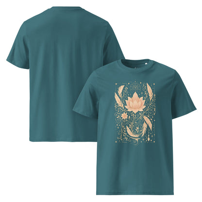 Bio T-Shirt mit Lotus & Ornamenten – Spirituelles Boho Unisex Shirt – Achtsamkeit & Yoga Design - Unisex - Bio - Baumwoll - T-Shirt - YogaStylz