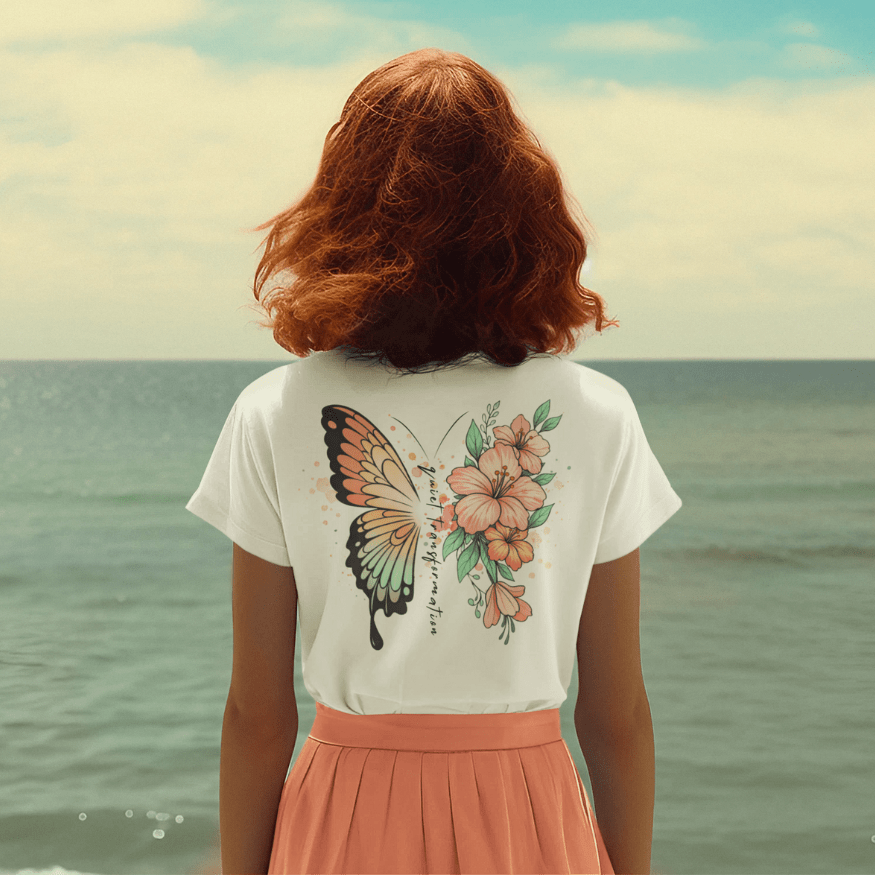 Butterfly Flower T-Shirt Damen | Bio Baumwolle Shirt - YogaStylz