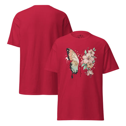 Butterfly Flower T-Shirt | Klassisches Baumwollshirt Quiet Transformation | Boho Style - YogaStylz
