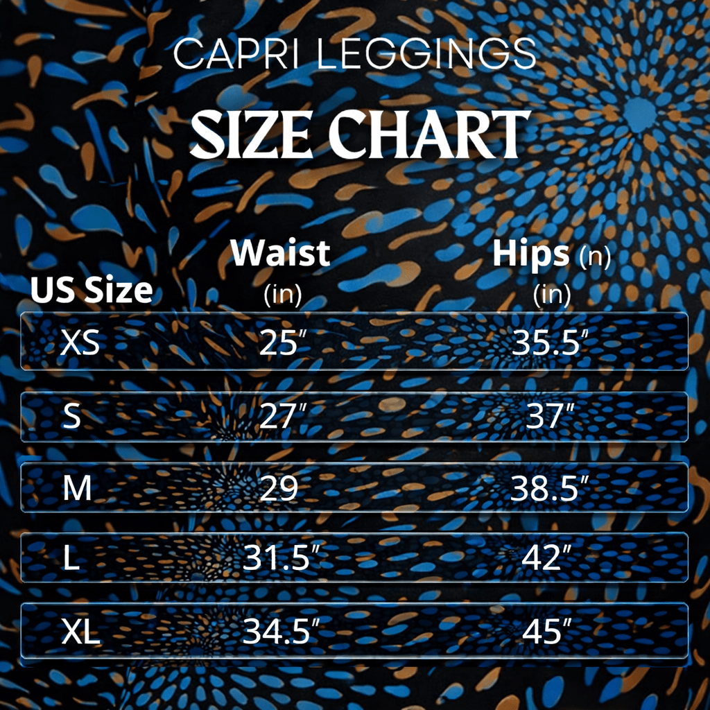 Capri - Leggings – Abstraktes Blau - Schwarz - Design - YogaStylz