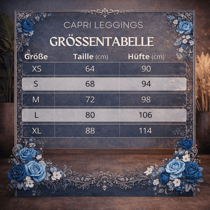 Capri - Leggings – Blaue Rosen & Ornament - Muster - YogaStylz