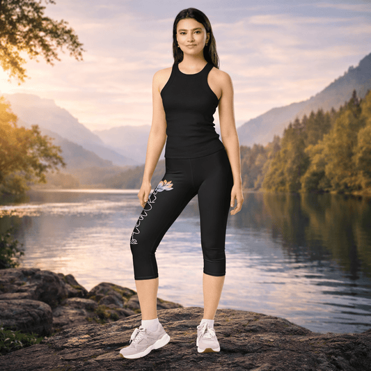 Capri - Leggings – Lotusblüte „Breathe“ - YogaStylz