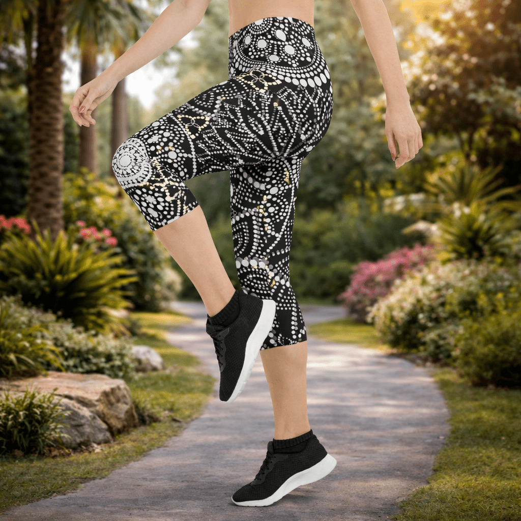Capri - Leggings – Mandala - Design in Schwarz & Weiß - YogaStylz