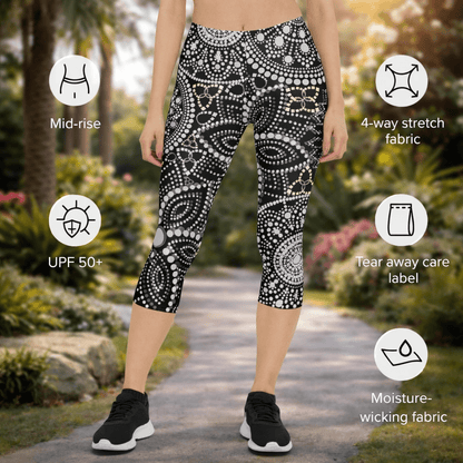 Capri - Leggings – Mandala - Design in Schwarz & Weiß - YogaStylz