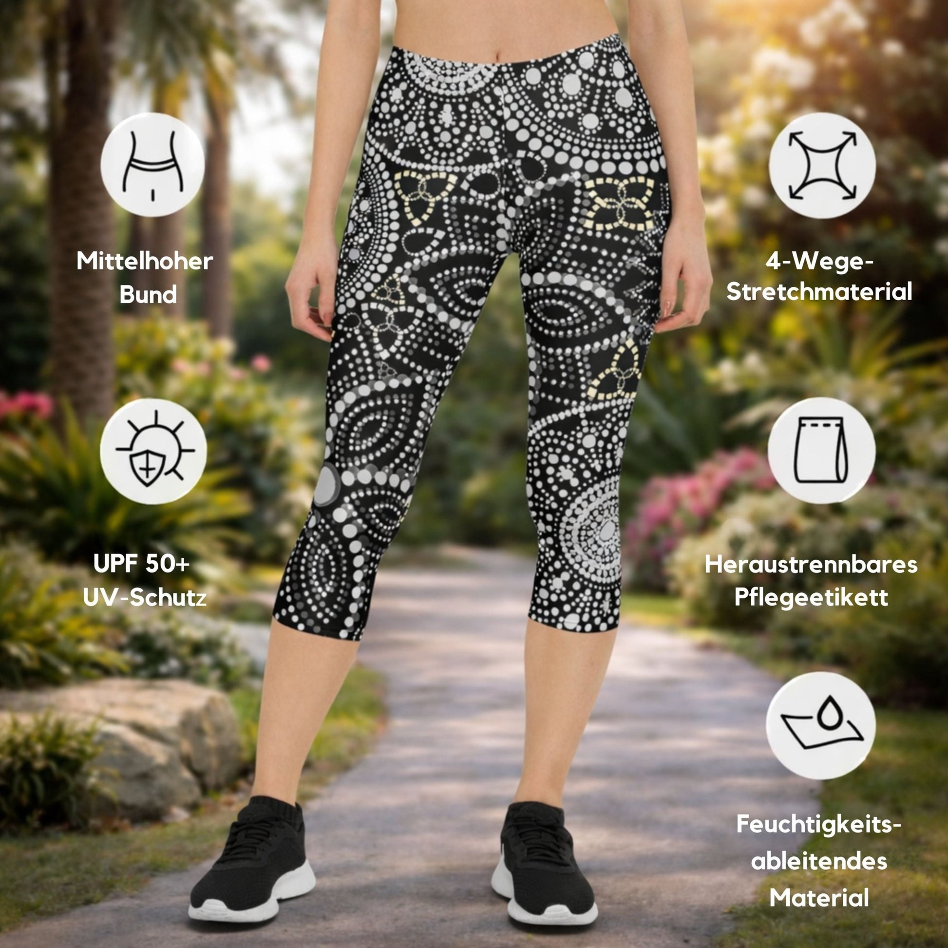Capri - Leggings – Mandala - Design in Schwarz & Weiß - YogaStylz