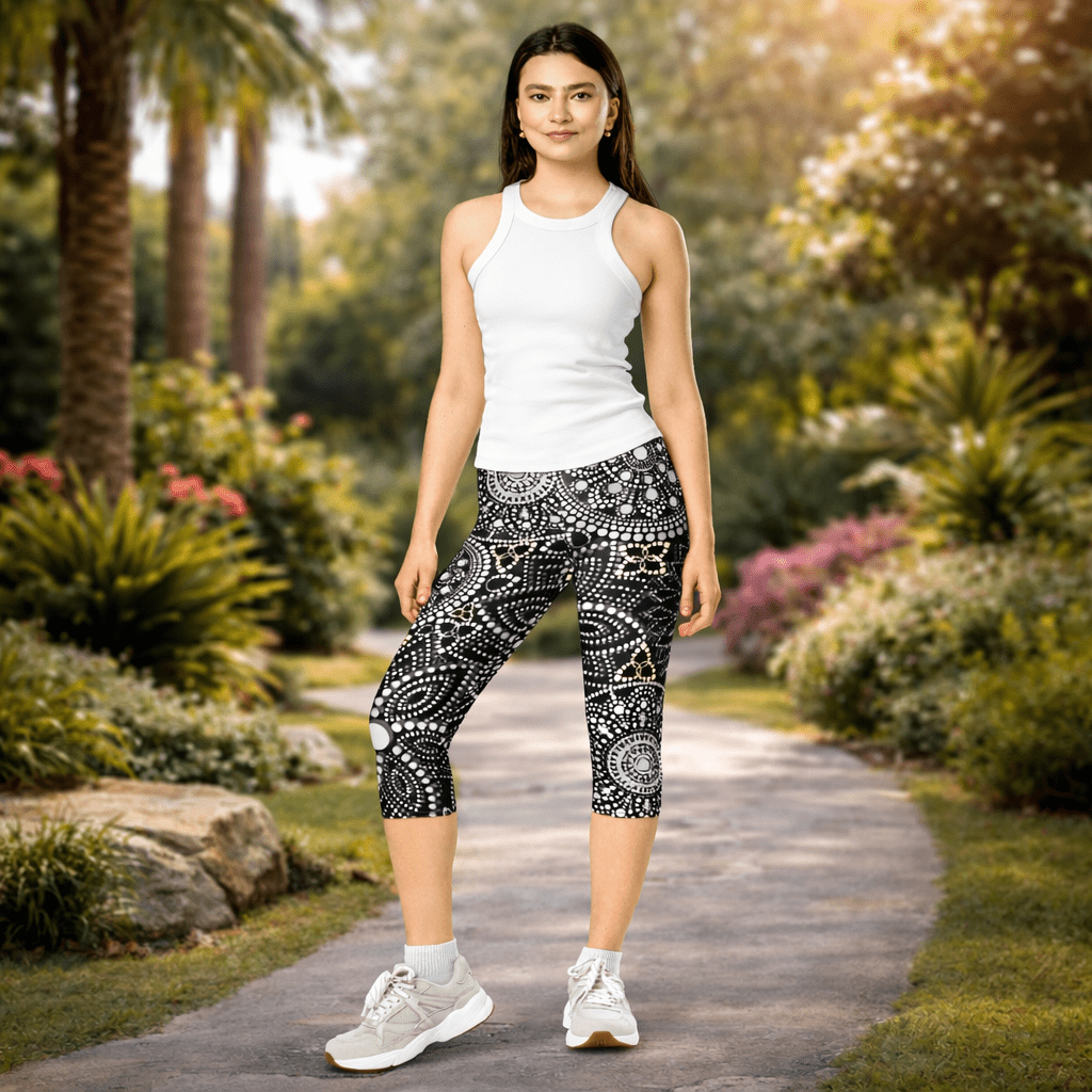 Capri - Leggings – Mandala - Design in Schwarz & Weiß - YogaStylz