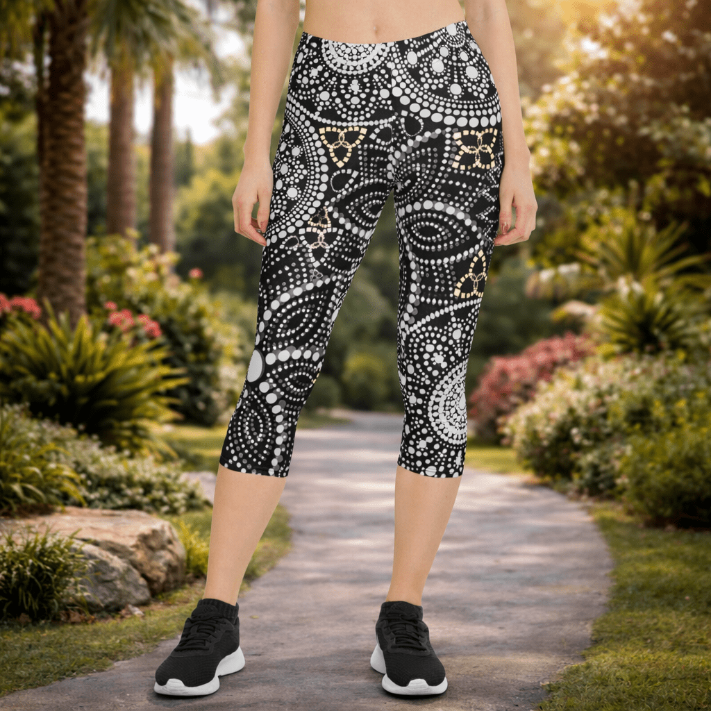 Capri - Leggings – Mandala - Design in Schwarz & Weiß - YogaStylz