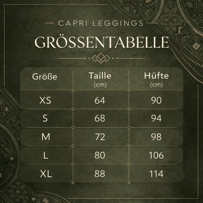 Capri - Leggings – Orientalisches Muster in Olivgrün - YogaStylz