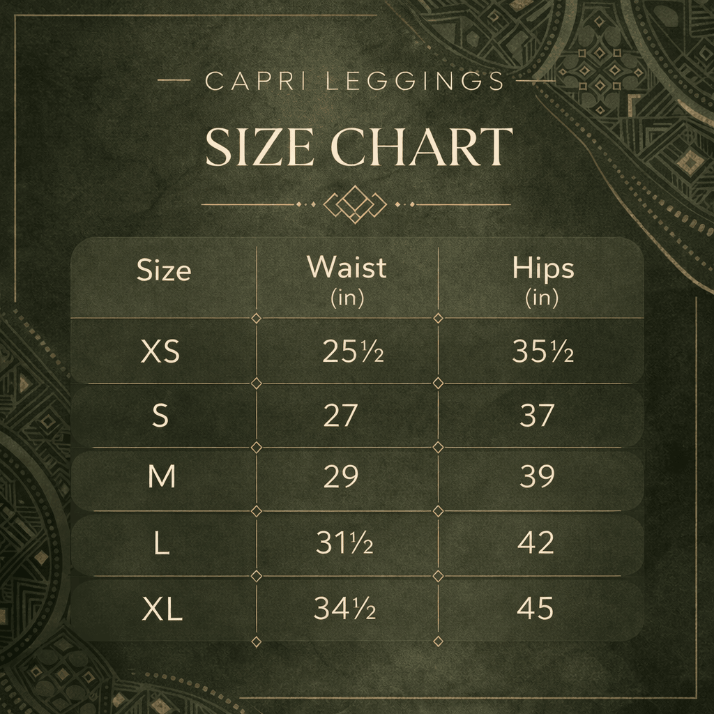 Capri - Leggings – Orientalisches Muster in Olivgrün - YogaStylz