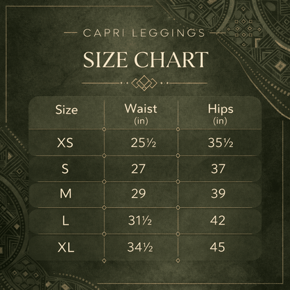 Capri - Leggings – Orientalisches Muster in Olivgrün - YogaStylz