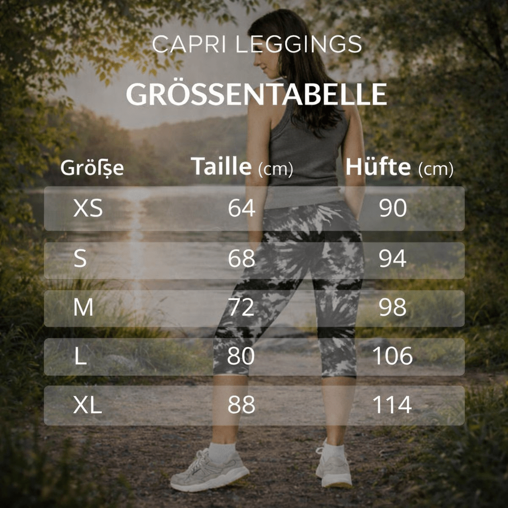 Capri - Leggings – Schwarz - Weiß Tie - Dye - Design - YogaStylz