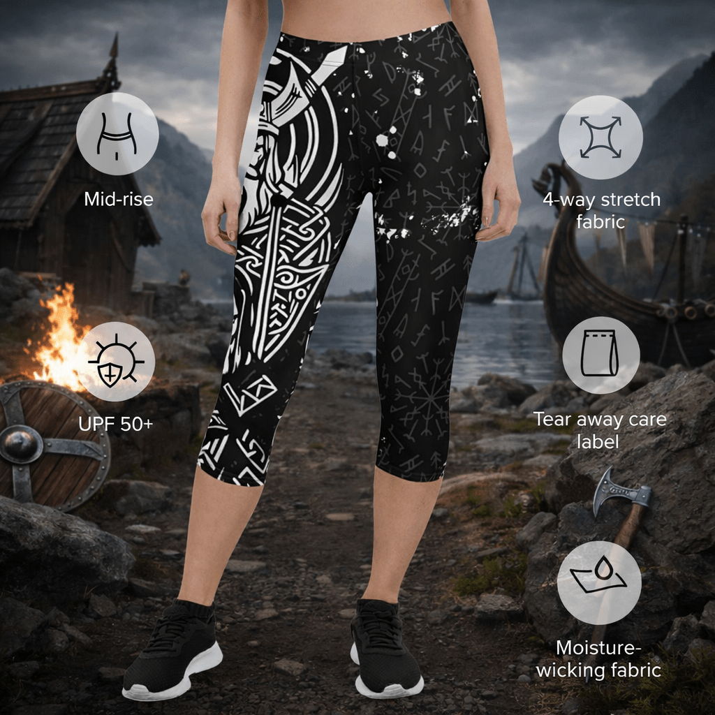 Capri - Leggings –Viking - Krieger - Motiv & Runen - YogaStylz
