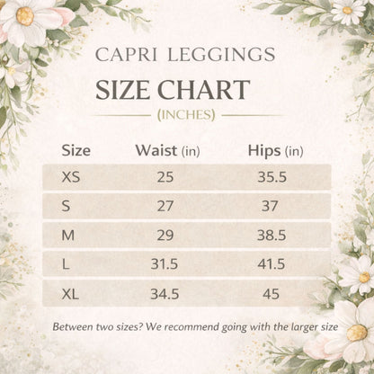 Capri - Leggings – Weißes Blumenmuster - YogaStylz