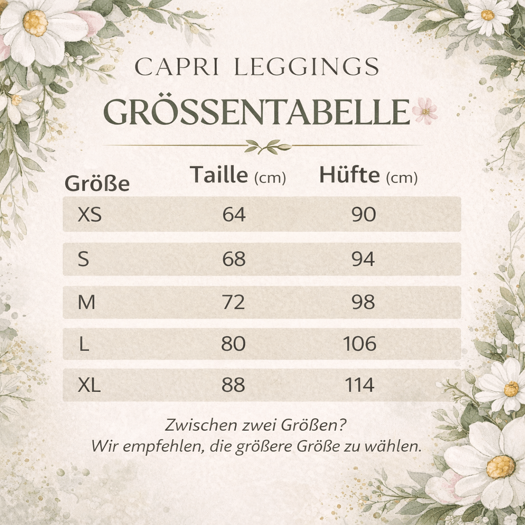 Capri - Leggings – Weißes Blumenmuster - YogaStylz