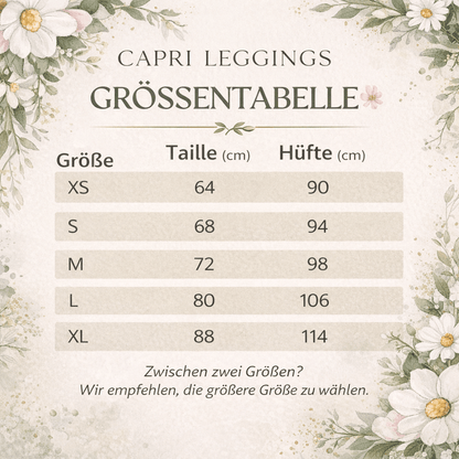 Capri - Leggings – Weißes Blumenmuster - YogaStylz