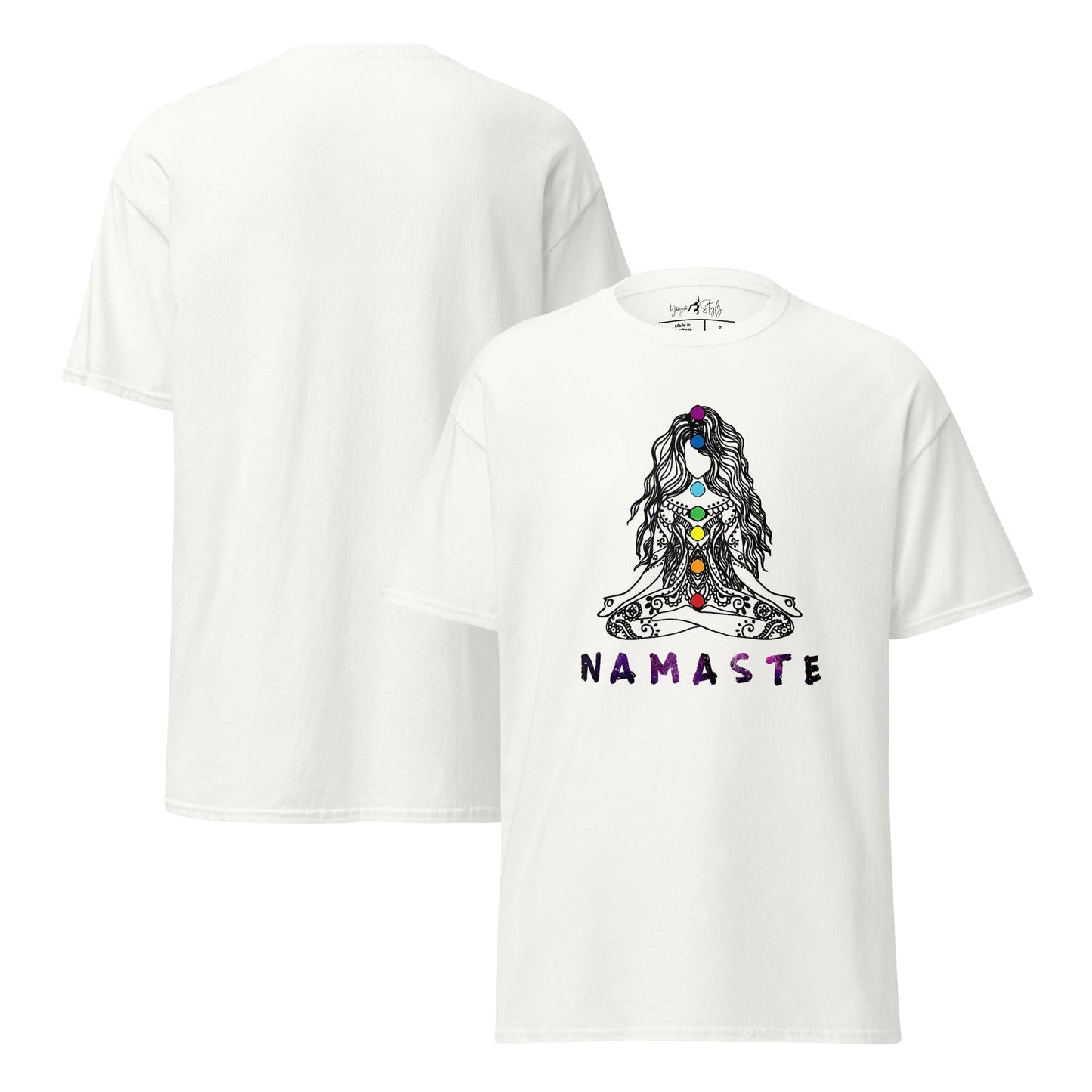 Chakra Namaste T-Shirt – Boho Yoga Shirt – Spirituelles Unisex T-Shirt aus 100 % Baumwolle - Klassisches Unisex T-Shirt - YogaStylz