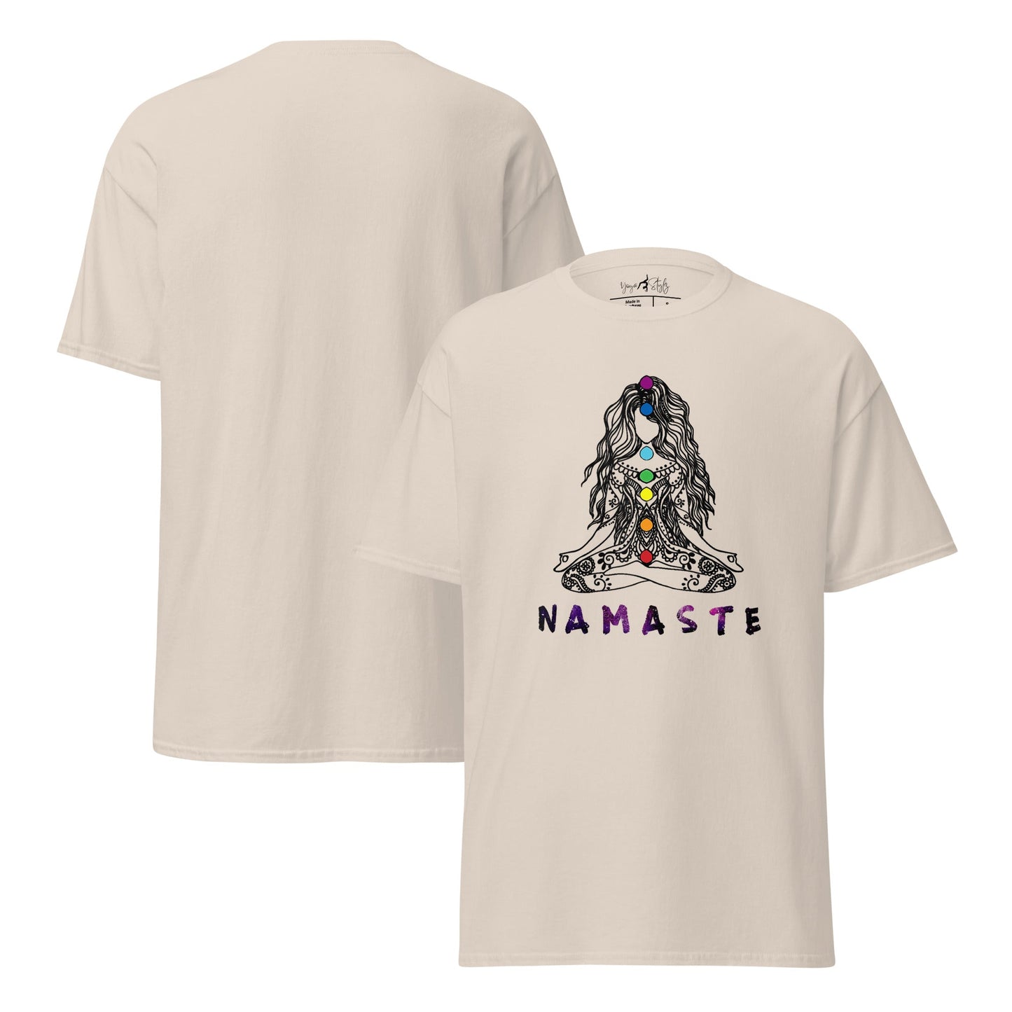Chakra Namaste T-Shirt – Boho Yoga Shirt – Spirituelles Unisex T-Shirt aus 100 % Baumwolle - Klassisches Unisex T-Shirt - YogaStylz