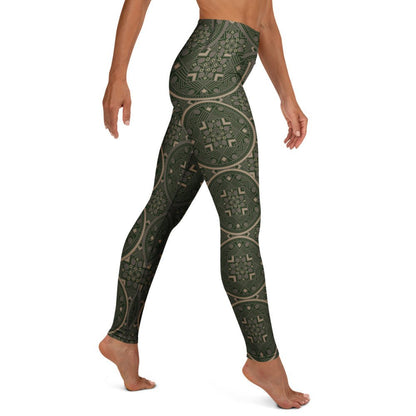 Geo - Spirit Yoga - Leggings in Olivgrün – Stärke trifft Stil - YogaStylz