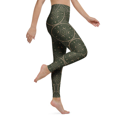 Geo - Spirit Yoga - Leggings in Olivgrün – Stärke trifft Stil - YogaStylz