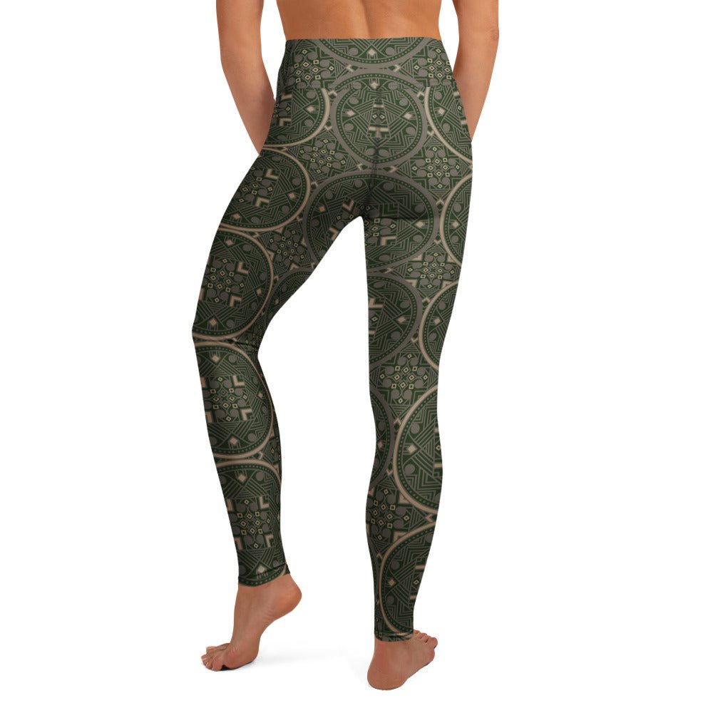 Geo - Spirit Yoga - Leggings in Olivgrün – Stärke trifft Stil - YogaStylz