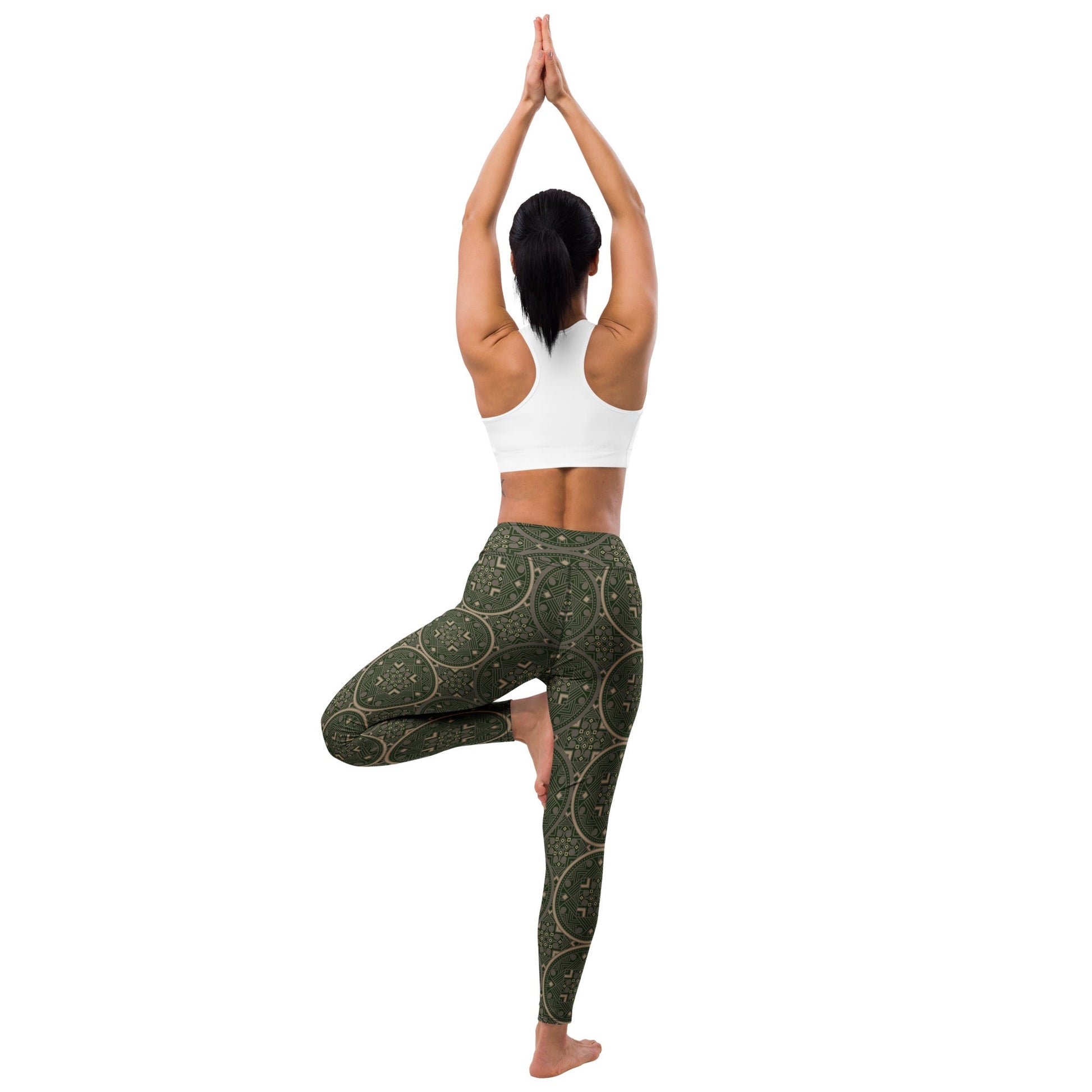 Geo - Spirit Yoga - Leggings in Olivgrün – Stärke trifft Stil - YogaStylz