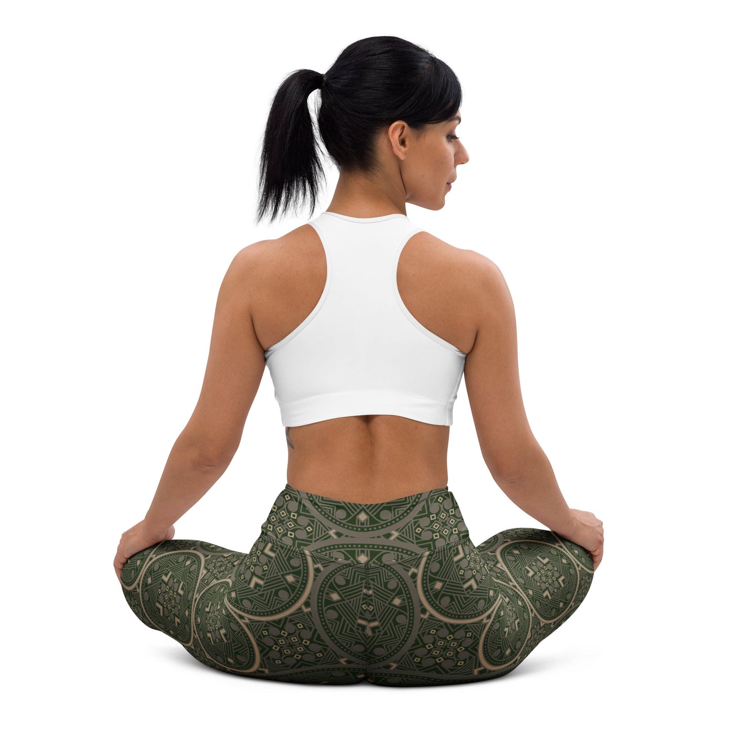 Geo - Spirit Yoga - Leggings in Olivgrün – Stärke trifft Stil - YogaStylz