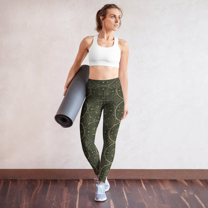 Geo - Spirit Yoga - Leggings in Olivgrün – Stärke trifft Stil - YogaStylz
