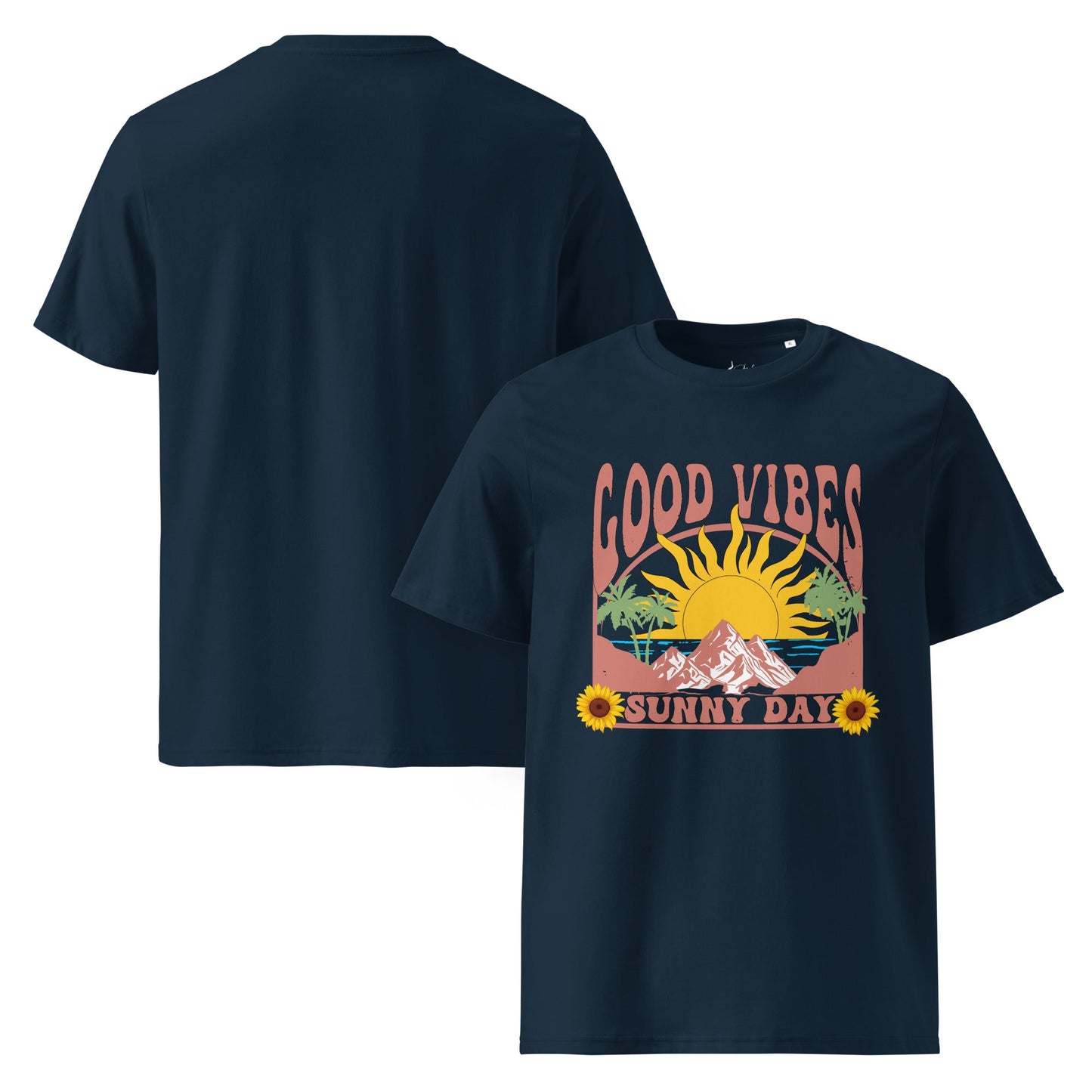 Good Vibes Sunny Day T-Shirt – Retro Sommer Design aus Bio - Baumwolle | Unisex Boho Shirt - YogaStylz